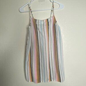Billabong Sleeveless Mini Dress Womens Size M Stripped Cotton Tropical Resort Be